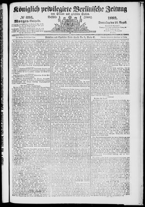 Königlich privilegirte Berlinische Zeitung von Staats- und gelehrten Sachen vom 24.08.1882