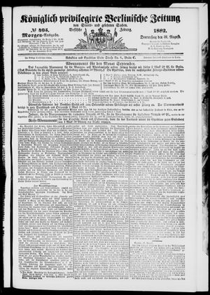 Königlich privilegirte Berlinische Zeitung von Staats- und gelehrten Sachen vom 31.08.1882
