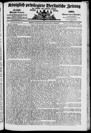 Königlich privilegirte Berlinische Zeitung von Staats- und gelehrten Sachen vom 06.09.1882