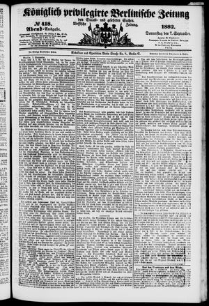 Königlich privilegirte Berlinische Zeitung von Staats- und gelehrten Sachen vom 07.09.1882