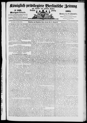 Königlich privilegirte Berlinische Zeitung von Staats- und gelehrten Sachen vom 10.09.1882