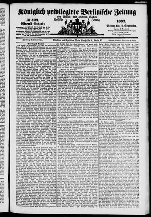 Königlich privilegirte Berlinische Zeitung von Staats- und gelehrten Sachen vom 11.09.1882