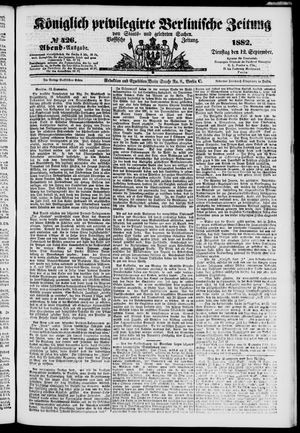 Königlich privilegirte Berlinische Zeitung von Staats- und gelehrten Sachen vom 12.09.1882