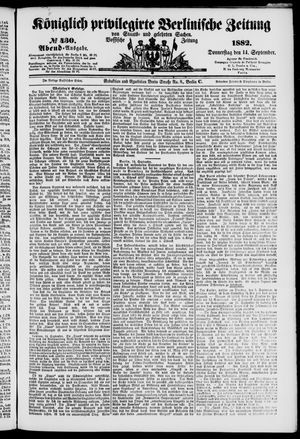 Königlich privilegirte Berlinische Zeitung von Staats- und gelehrten Sachen vom 14.09.1882