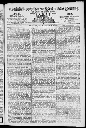 Königlich privilegirte Berlinische Zeitung von Staats- und gelehrten Sachen vom 23.09.1882