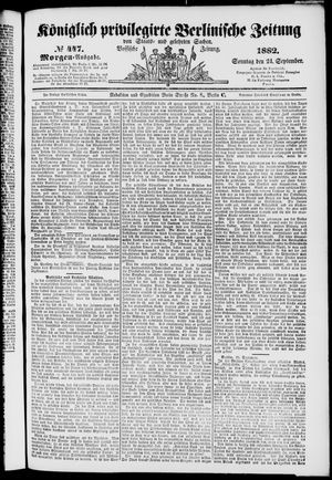 Königlich privilegirte Berlinische Zeitung von Staats- und gelehrten Sachen vom 24.09.1882