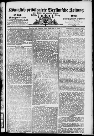 Königlich privilegirte Berlinische Zeitung von Staats- und gelehrten Sachen vom 28.09.1882