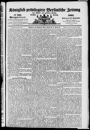 Königlich privilegirte Berlinische Zeitung von Staats- und gelehrten Sachen on Sep 29, 1882