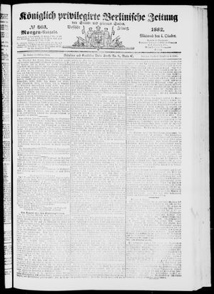 Königlich privilegirte Berlinische Zeitung von Staats- und gelehrten Sachen on Oct 4, 1882