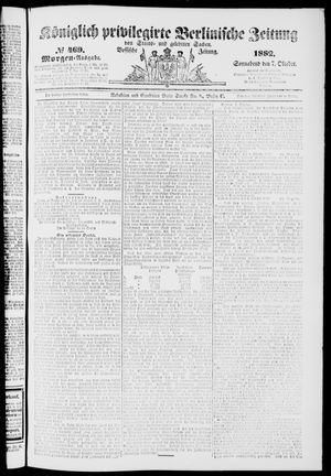 Königlich privilegirte Berlinische Zeitung von Staats- und gelehrten Sachen vom 07.10.1882