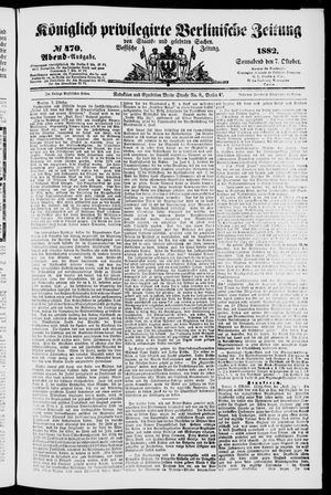 Königlich privilegirte Berlinische Zeitung von Staats- und gelehrten Sachen vom 07.10.1882
