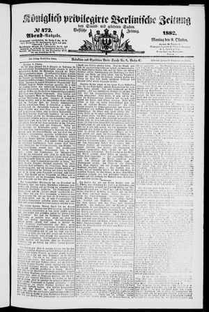 Königlich privilegirte Berlinische Zeitung von Staats- und gelehrten Sachen vom 09.10.1882