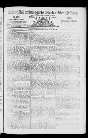 Königlich privilegirte Berlinische Zeitung von Staats- und gelehrten Sachen vom 10.10.1882