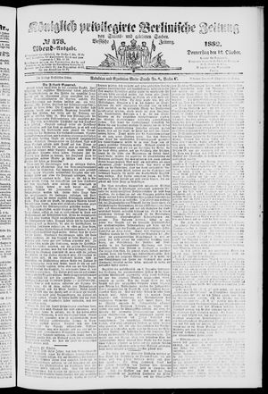 Königlich privilegirte Berlinische Zeitung von Staats- und gelehrten Sachen vom 12.10.1882