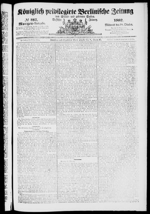 Königlich privilegirte Berlinische Zeitung von Staats- und gelehrten Sachen vom 18.10.1882