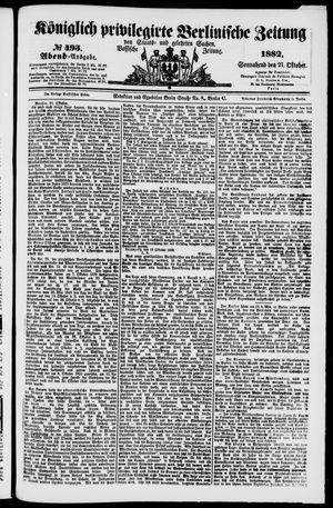 Königlich privilegirte Berlinische Zeitung von Staats- und gelehrten Sachen vom 21.10.1882