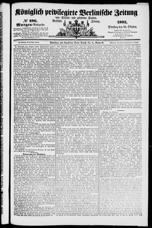 Königlich privilegirte Berlinische Zeitung von Staats- und gelehrten Sachen vom 24.10.1882