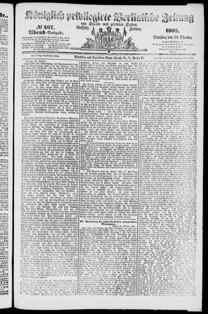 Königlich privilegirte Berlinische Zeitung von Staats- und gelehrten Sachen vom 24.10.1882