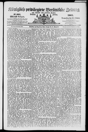 Königlich privilegirte Berlinische Zeitung von Staats- und gelehrten Sachen vom 26.10.1882