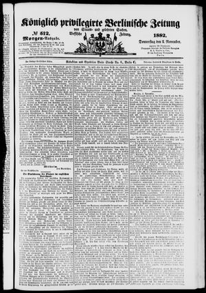 Königlich privilegirte Berlinische Zeitung von Staats- und gelehrten Sachen vom 02.11.1882