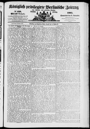 Königlich privilegirte Berlinische Zeitung von Staats- und gelehrten Sachen vom 11.11.1882