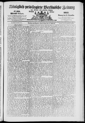 Königlich privilegirte Berlinische Zeitung von Staats- und gelehrten Sachen vom 13.11.1882