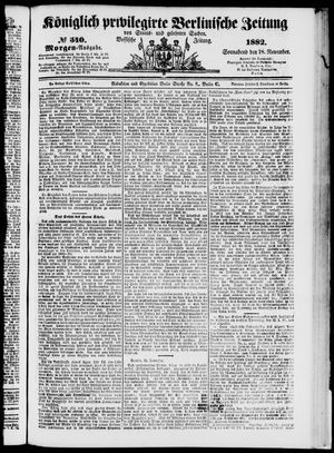 Königlich privilegirte Berlinische Zeitung von Staats- und gelehrten Sachen vom 18.11.1882