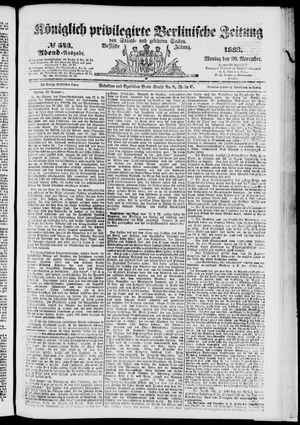Königlich privilegirte Berlinische Zeitung von Staats- und gelehrten Sachen vom 20.11.1882