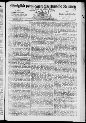 Königlich privilegirte Berlinische Zeitung von Staats- und gelehrten Sachen vom 21.11.1882