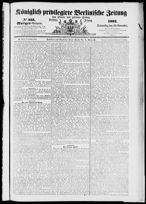Königlich privilegirte Berlinische Zeitung von Staats- und gelehrten Sachen vom 23.11.1882
