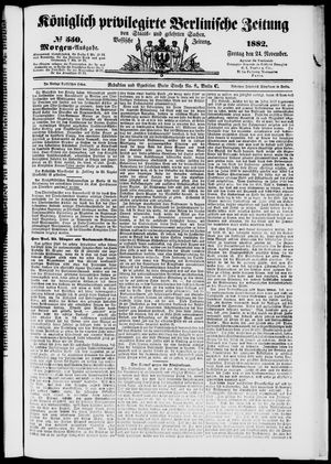 Königlich privilegirte Berlinische Zeitung von Staats- und gelehrten Sachen on Nov 24, 1882