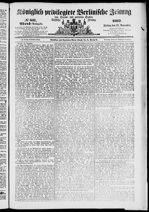 Königlich privilegirte Berlinische Zeitung von Staats- und gelehrten Sachen vom 24.11.1882
