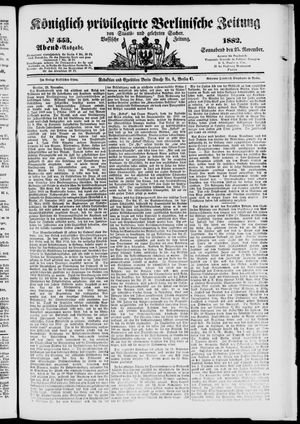 Königlich privilegirte Berlinische Zeitung von Staats- und gelehrten Sachen vom 25.11.1882