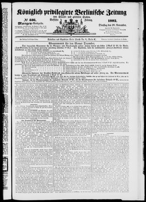 Königlich privilegirte Berlinische Zeitung von Staats- und gelehrten Sachen vom 28.11.1882