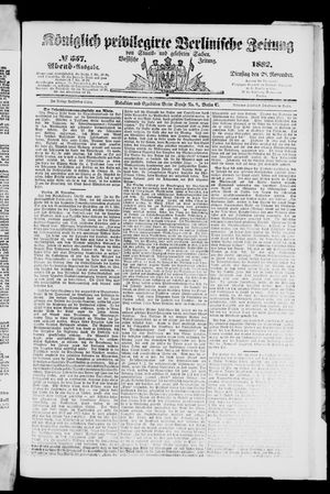 Königlich privilegirte Berlinische Zeitung von Staats- und gelehrten Sachen vom 28.11.1882