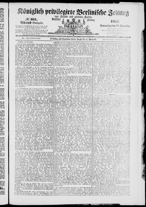 Königlich privilegirte Berlinische Zeitung von Staats- und gelehrten Sachen vom 30.11.1882