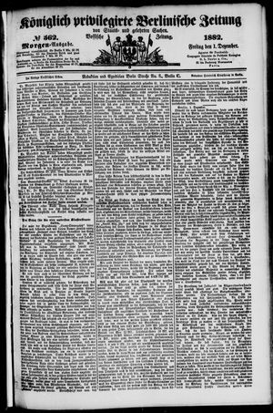 Königlich privilegirte Berlinische Zeitung von Staats- und gelehrten Sachen vom 01.12.1882
