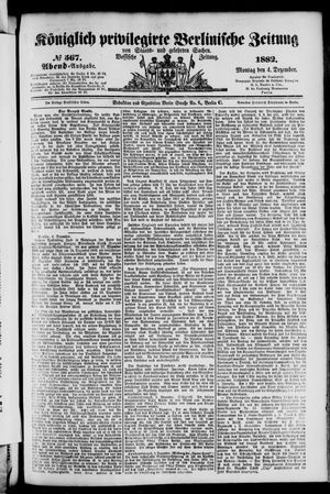Königlich privilegirte Berlinische Zeitung von Staats- und gelehrten Sachen vom 04.12.1882