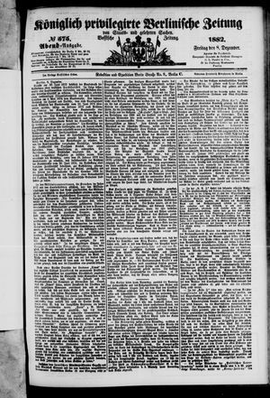 Königlich privilegirte Berlinische Zeitung von Staats- und gelehrten Sachen vom 08.12.1882