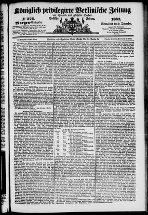 Königlich privilegirte Berlinische Zeitung von Staats- und gelehrten Sachen vom 09.12.1882
