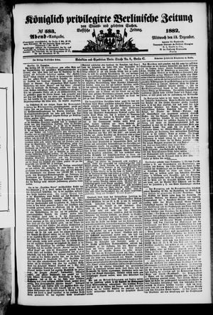 Königlich privilegirte Berlinische Zeitung von Staats- und gelehrten Sachen vom 13.12.1882