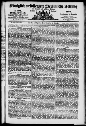 Königlich privilegirte Berlinische Zeitung von Staats- und gelehrten Sachen vom 19.12.1882