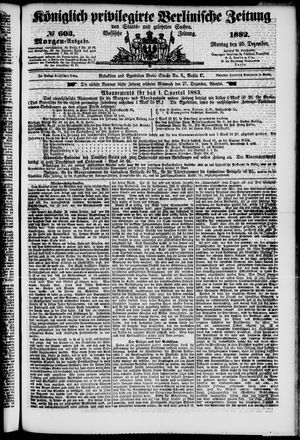 Königlich privilegirte Berlinische Zeitung von Staats- und gelehrten Sachen vom 25.12.1882