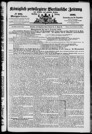 Königlich privilegirte Berlinische Zeitung von Staats- und gelehrten Sachen vom 28.12.1882