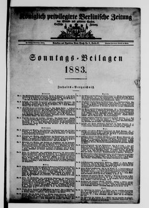 Königlich privilegirte Berlinische Zeitung von Staats- und gelehrten Sachen vom 01.01.1883