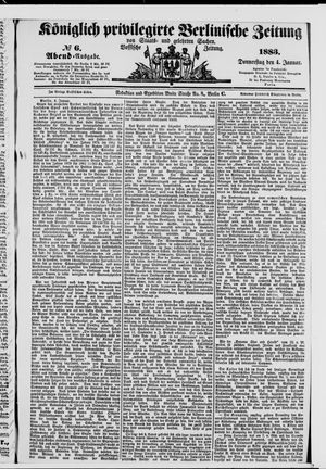 Königlich privilegirte Berlinische Zeitung von Staats- und gelehrten Sachen vom 04.01.1883