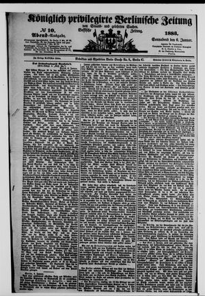 Königlich privilegirte Berlinische Zeitung von Staats- und gelehrten Sachen vom 06.01.1883