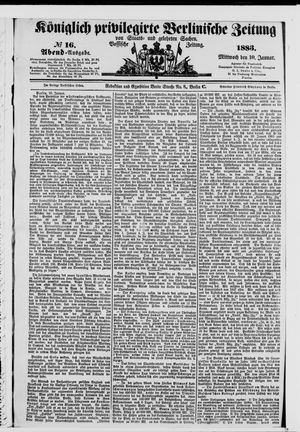 Königlich privilegirte Berlinische Zeitung von Staats- und gelehrten Sachen vom 10.01.1883