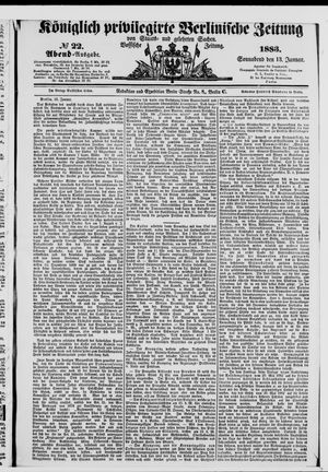 Königlich privilegirte Berlinische Zeitung von Staats- und gelehrten Sachen on Jan 13, 1883
