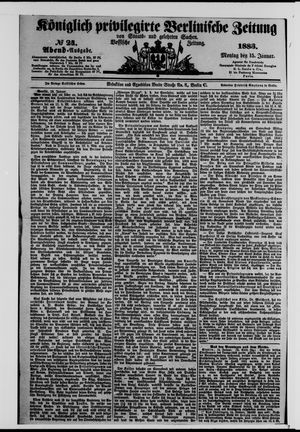 Königlich privilegirte Berlinische Zeitung von Staats- und gelehrten Sachen vom 15.01.1883